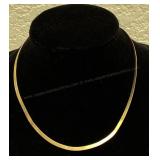 14K Solid Gold Flat Woven Necklace 3.5mm Wide