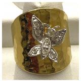 18K Gold Electroplate Butterfly Ring