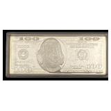 1/4 Pound Silver Proof $100 Bill Silver Bar