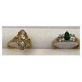 14K Gold Electroplate Rhinestone Rings