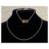 10K Gold Tie Bar, Chain Necklace