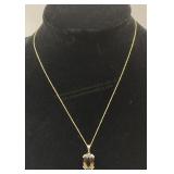 14K Gold Smoky Quartz & Diamond Pendant Necklace