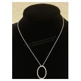 14 Karat White Gold Diamond Loop Pendant Necklace