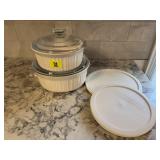 Corningware French White covered casserole dishes