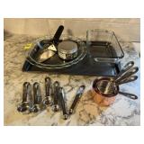 Baking sheets, Pyrex pie plate, Anchor Hocking
