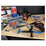Assorted tools, soldering gun, torque wrench,