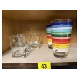 Fiesta striped drinking glasses (2), rocks