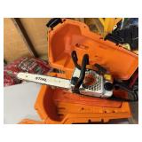 Stihl MS 180C chainsaw, carry case