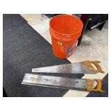 Bucket, hand saws