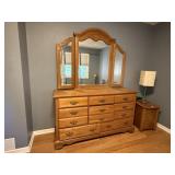 Dresser with attached mirror