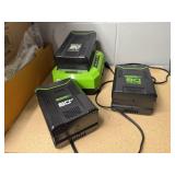 Green Works batteries, charger
