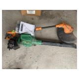 Electric leaf blower and weedeater, both run,