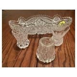 Relish dish, toothpick holders