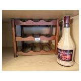 Wine bottle rack, pumpkin liquer