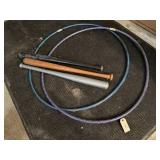 Wooden (2), plastic ball bats, hula hoops