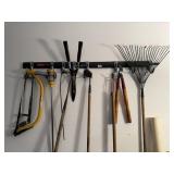 Yard tools, rake, saw, pruners, magnet