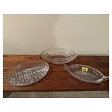 Fostoria crystal, relish dishes (3)