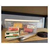 Tote of hardware, saw blades
