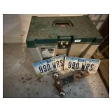 Toolbox, license plates, hitch receiver