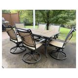 Patio table, chairs (6)