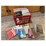 Milk crate of sheet music, song books
