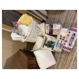 Hamper of pillow forms, fiber fill