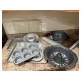 Baking lot, muffin pans, cookie sheets, cooling