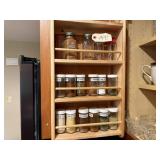 Contents of spice rack, spice jars