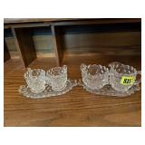 Fostoria crystal cream & sugar sets (2)