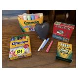 Chalk, window crayons, chalkboard heart