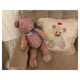 Bear patchwork pillow, plush toy