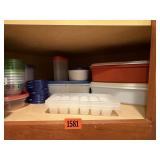 Tupperware, disposable storage containers, ice tra