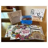 Coloring books, crayons