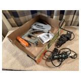 Staplers, box cutter, wood burner, engraving tools