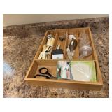 Utility tray, scissors, suction cups, wall hooks