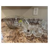 Punch bowls (2), cups, ladles