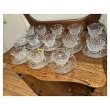 Fostoria crystal cups, saucers (13)