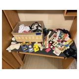 Basket of sewing notions, zippers, lace, velcro