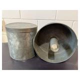 Antique Baking Powder canister, cake pan