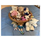Basket of plush toys, Beanie Babies