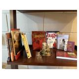 Poetry, affirmation books, bird cloche