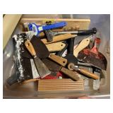 Tote of putty knives, trowels
