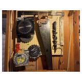 Hand saw, saw blades, soldering iron