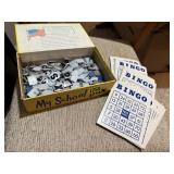 Bingo cards, alphabet tiles
