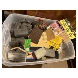 Tote of sand paper, steel wool