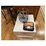 Coffee pods, wire carousel, storage drawers