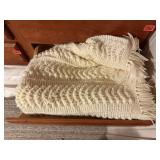 Cream fringe afghan