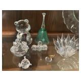 Crystal knick knacks, bear, bell, miniatures