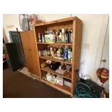 Rolling wooden shelving unit, no contents included