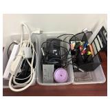 3 tubs of miscellaneous office supplies.